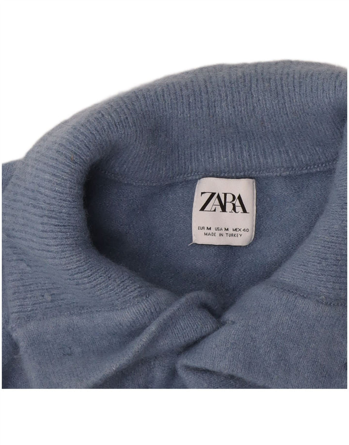 Ανδρικό πουλόβερ Zara με κουμπιά, μεσαίο μπλε