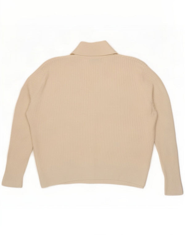 Marks & Spencer Γυναικείο πουλόβερ Polo Neck Jumper UK 22 3XL Off White Viscose