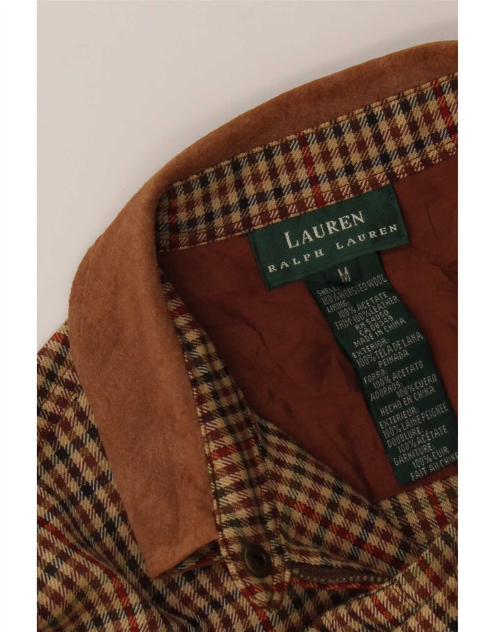 Ralph Lauren γυναικείο φανελένιο πουκάμισο UK 14 μεσαίου καφέ Houndstooth Acetate