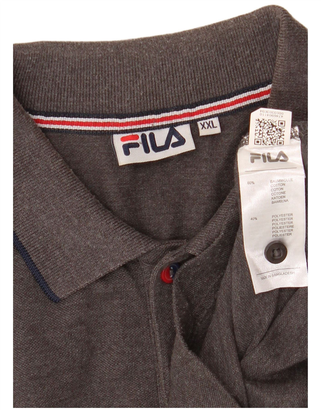 Fila Ανδρικό μακρυμάνικο μπλουζάκι πόλο 2XL γκρι βαμβακερό