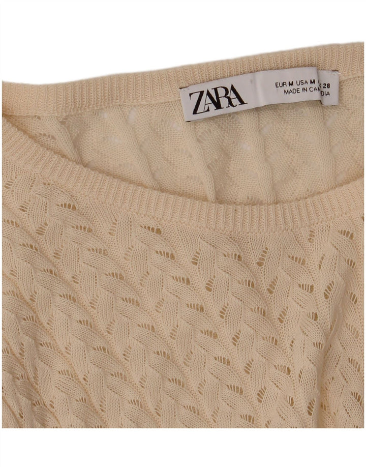 Zara Γυναικείο πουλόβερ Longline Boat Neck Jumper UK 12 Medium Off White