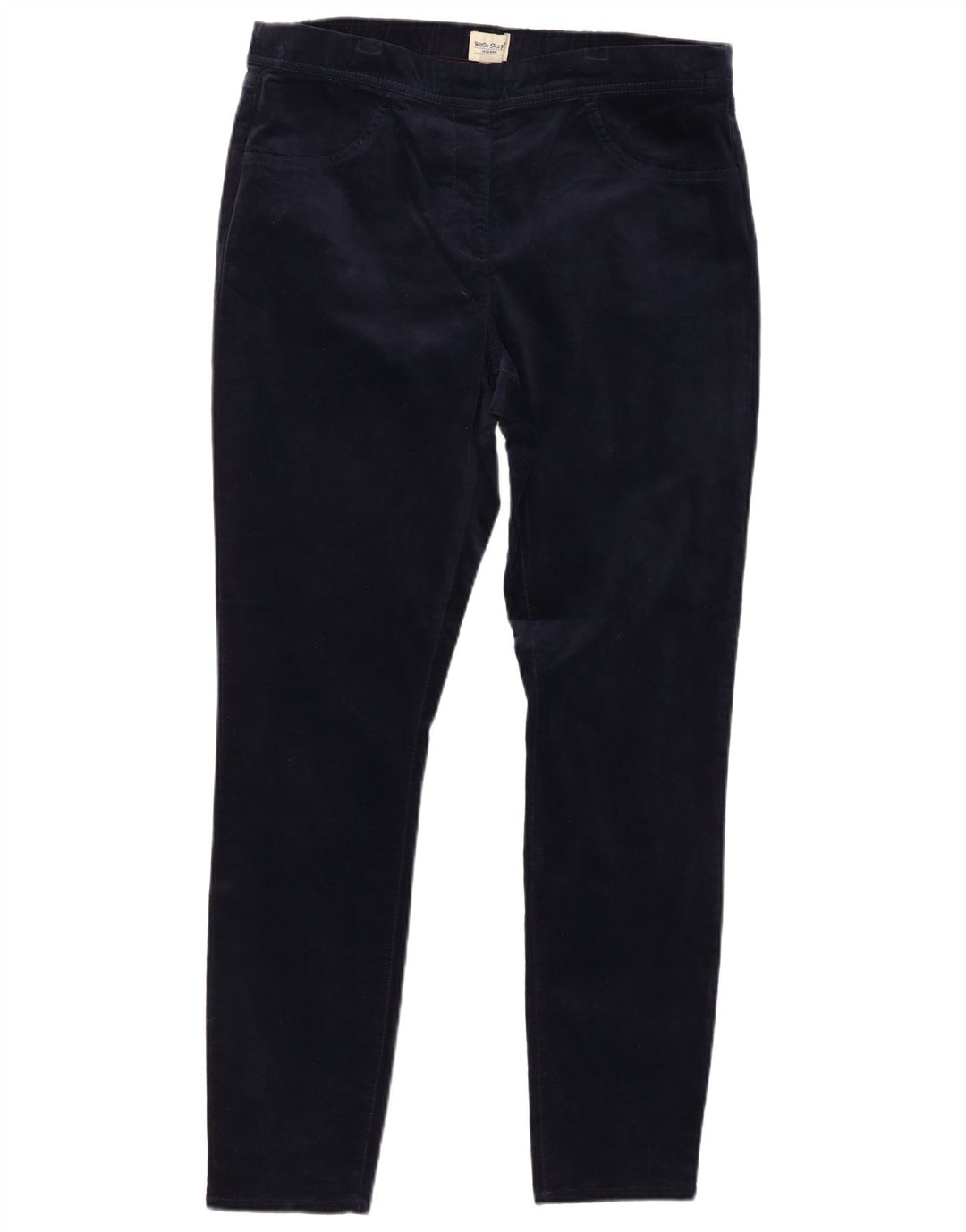 WHITE STUFF Γυναικείο Velvet Casual Παντελόνι UK 16 Large W32 L30 Navy Blue