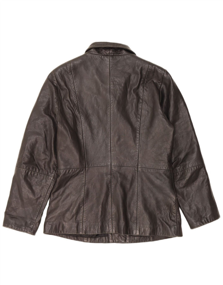 Γυναικείο δερμάτινο μπουφάν UK 18 XL Μαύρο Δερμάτινο με 3 κουμπιά MAURITIUS