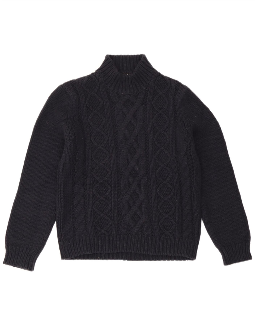 Sisley γυναικείο πουλόβερ με λαιμό χελώνα UK 14 Medium Navy Blue Wool