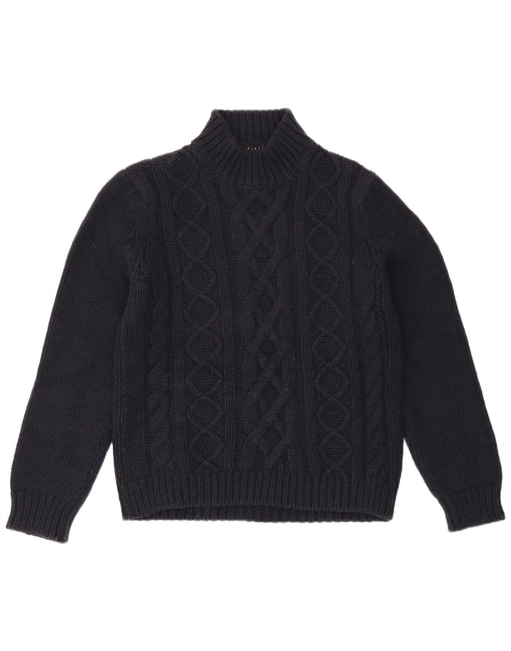 Sisley γυναικείο πουλόβερ με λαιμό χελώνα UK 14 Medium Navy Blue Wool