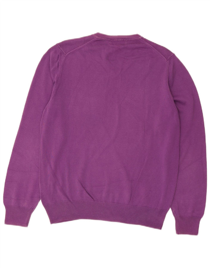 ZARA Mens V-Neck Jumper Sweater Medium Purple Cotton