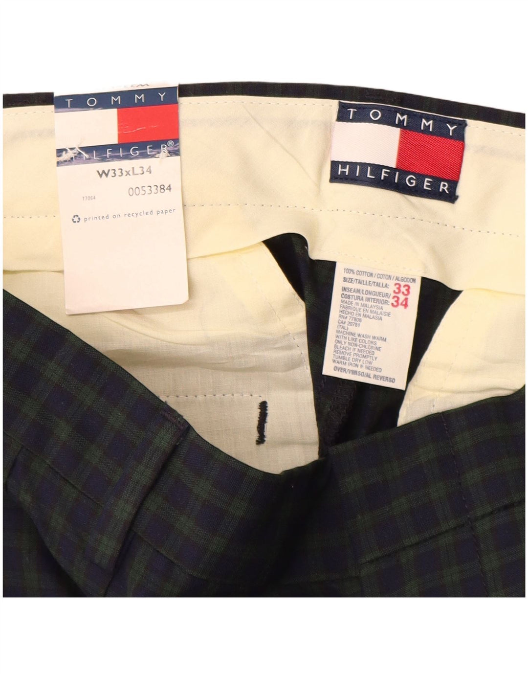 Tommy Hilfiger Ανδρικό παντελόνι casual W33 L30 Navy Blue Check Cotton