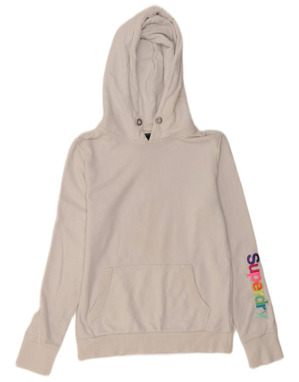 Superdry Γυναικείο Γραφικό Hoodie Jumper UK 10 Small White Βαμβακερό