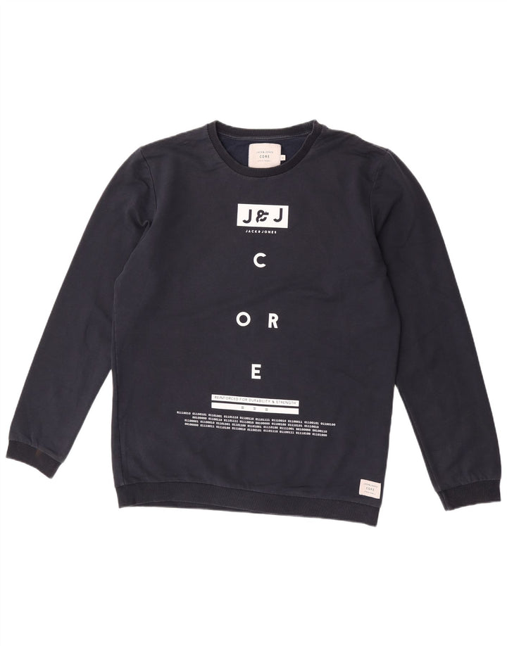 Jack & Jones Ανδρικό γραφικό φούτερ Jumper Large Navy Blue από βαμβάκι