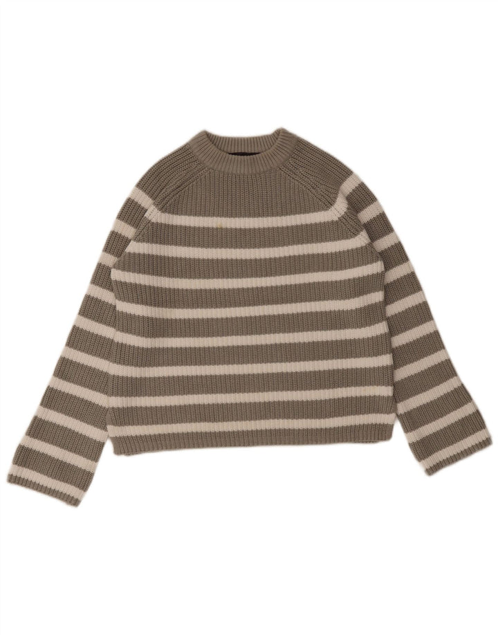 Marks & Spencer Γυναικείο πουλόβερ με λαιμόκοψη UK 10 Small Grey ριγέ