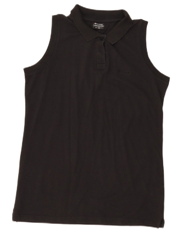 Champion γυναικείο αμάνικο μπλουζάκι πόλο UK 18 XL μαύρο βαμβακερό