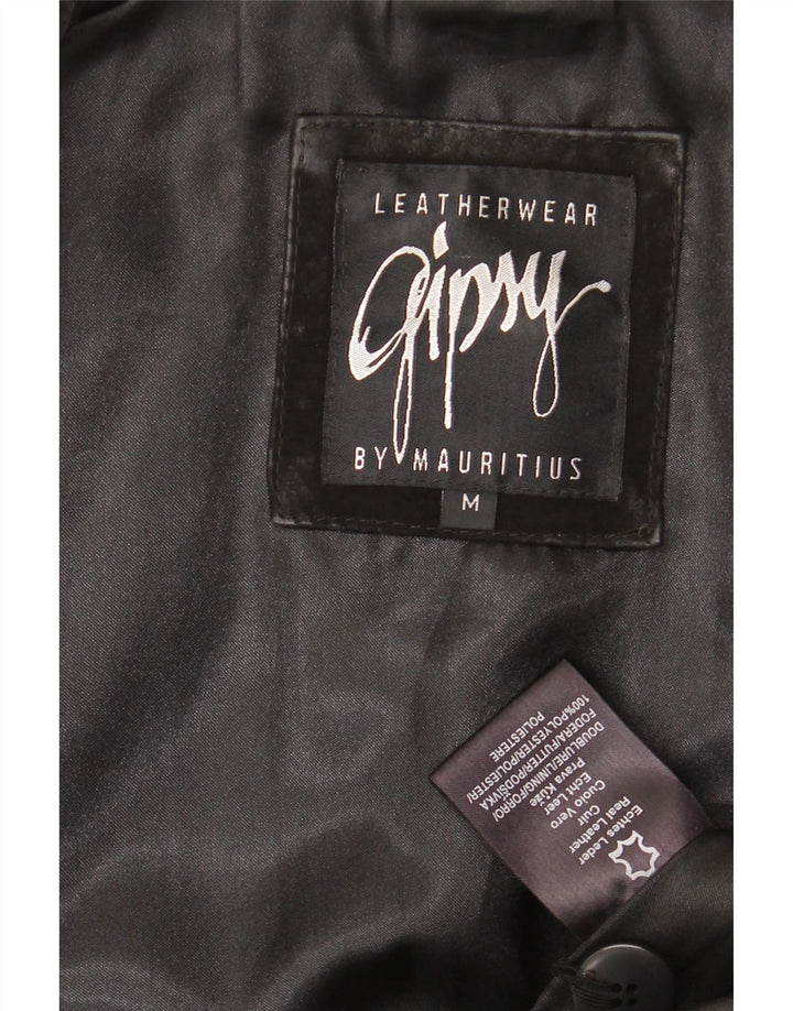 GYPSY Γυναικείο τζάκετ με 3 κουμπιά Suede Blazer UK 14 Medium μαύρο δέρμα