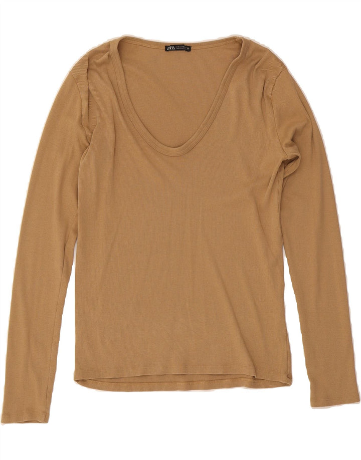 ZARA Womens Top Long Sleeve UK 18 XL Brown Vintage Zara and Second-Hand Zara from Messina Hembry 
