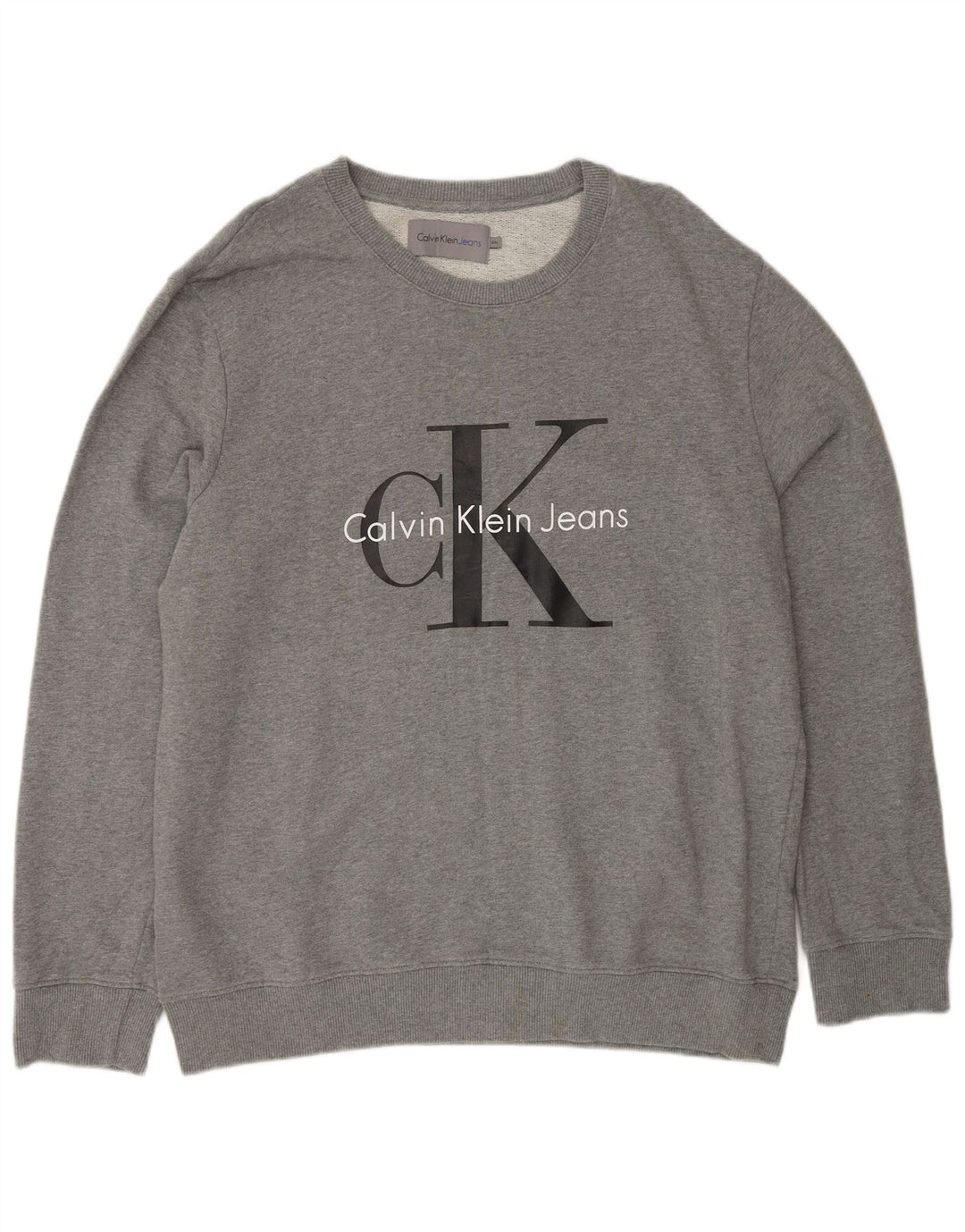 CALVIN KLEIN JEANS Ανδρικό γραφικό φούτερ Jumper 2XL Γκρι βαμβακερό