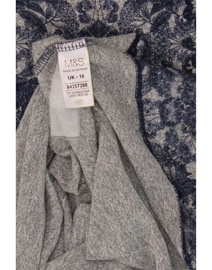 Marks & Spencer Γυναικείο τοπ 3/4 μανίκια UK 16 μεγάλο μπλε λουλουδάτο πολυεστέρα