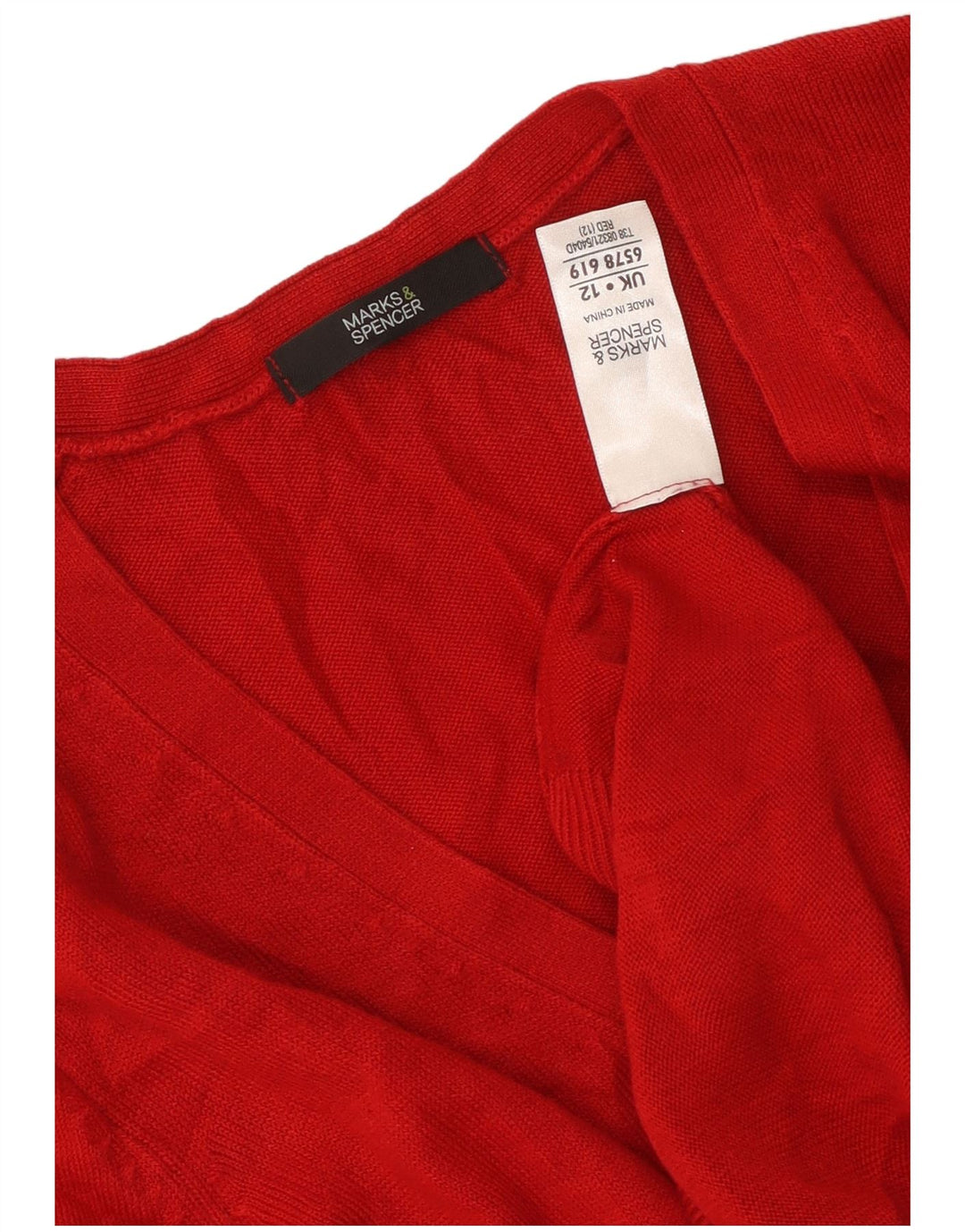 MARKS & SPENCER Γυναικείο πουλόβερ ζακέτα UK 12 μεσαίο κόκκινο ακρυλικό