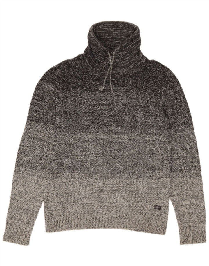 Jack & Jones Ανδρικό πουλόβερ με ρολό λαιμόκοψη, βαμβακερό μεσαίο γκρι χρώμα
