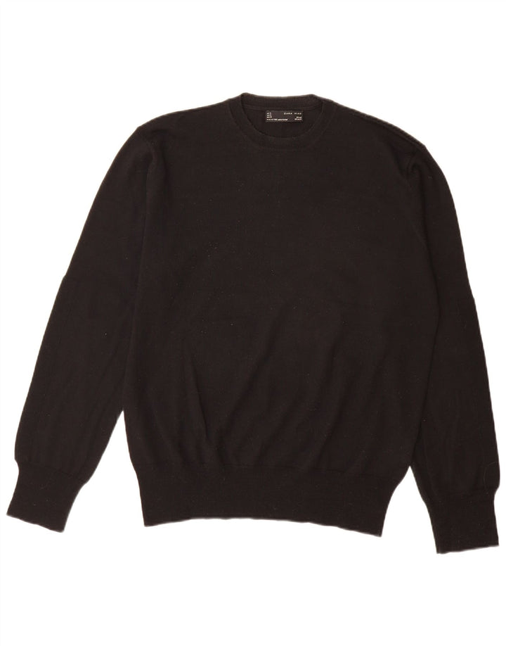 Ανδρικό πουλόβερ Zara Crew Neck Jumper XL Μαύρο μάλλινο