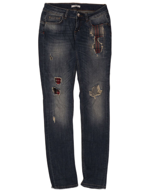 Liu Jo Womens Distressed Slim Jeans W28 L32 Blue Cotton