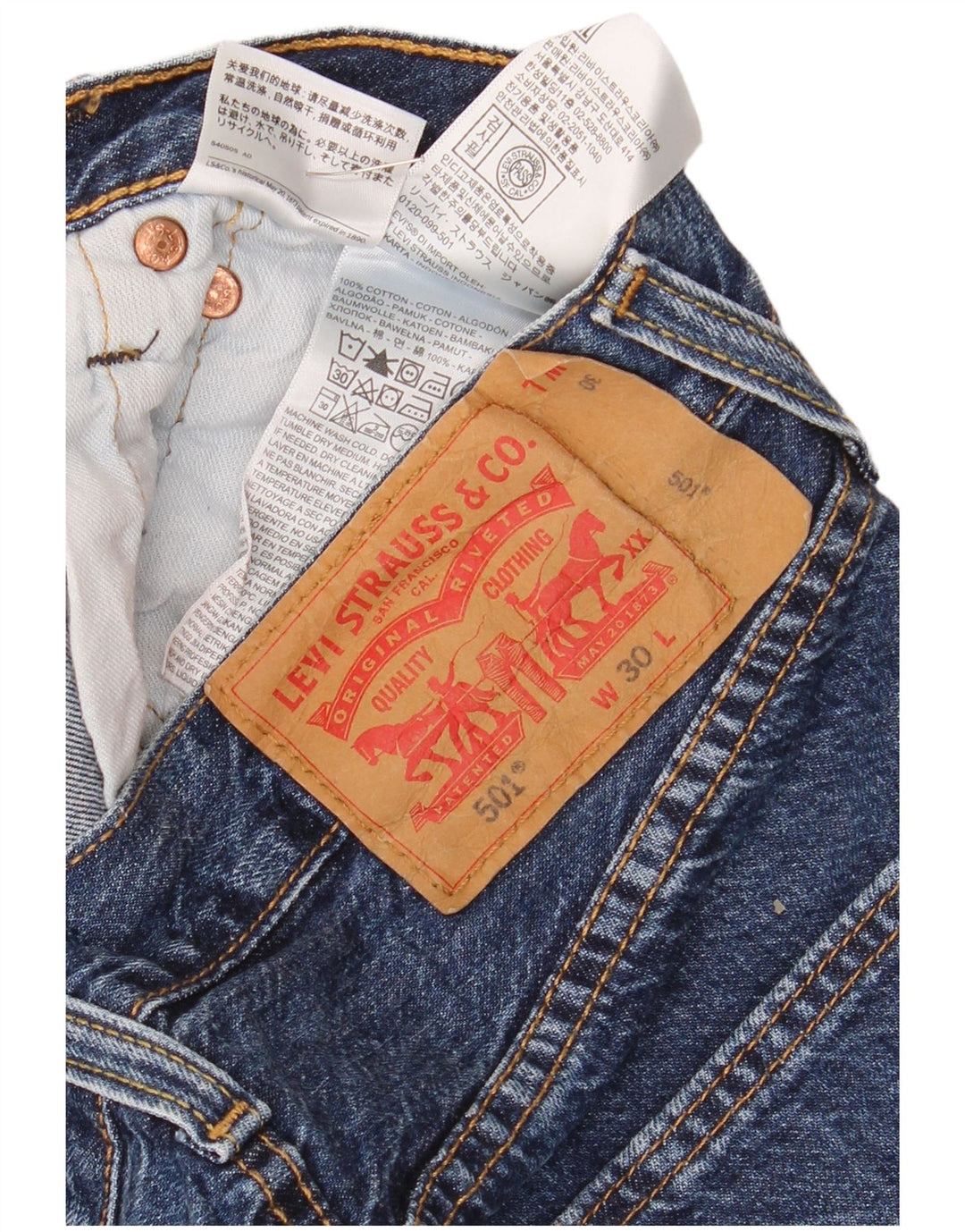 Ανδρικό τζιν σορτς Levi's 501 W30 μεσαίο μπλε βαμβακερό