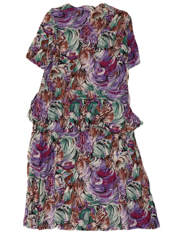 Vintage γυναικείο αφηρημένο μοτίβο Peplum φόρεμα UK 14 Medium πολύχρωμο