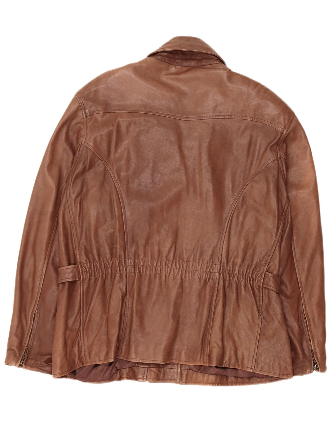 Vintage Γυναικείο Oversized Δερμάτινο Μπουφάν UK 18 XL Καφέ Δερμάτινο