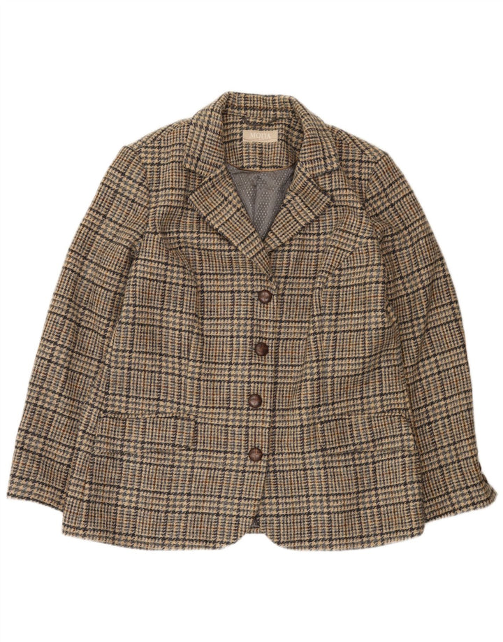 Mona Γυναικείο σακάκι blazer UK 14 Large Brown Houndstooth