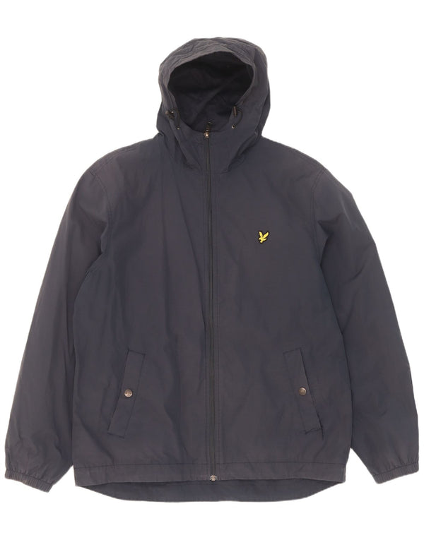 Lyle & Scott Ανδρικό Bomber Jacket με κουκούλα UK 42 XL Navy Blue Cotton