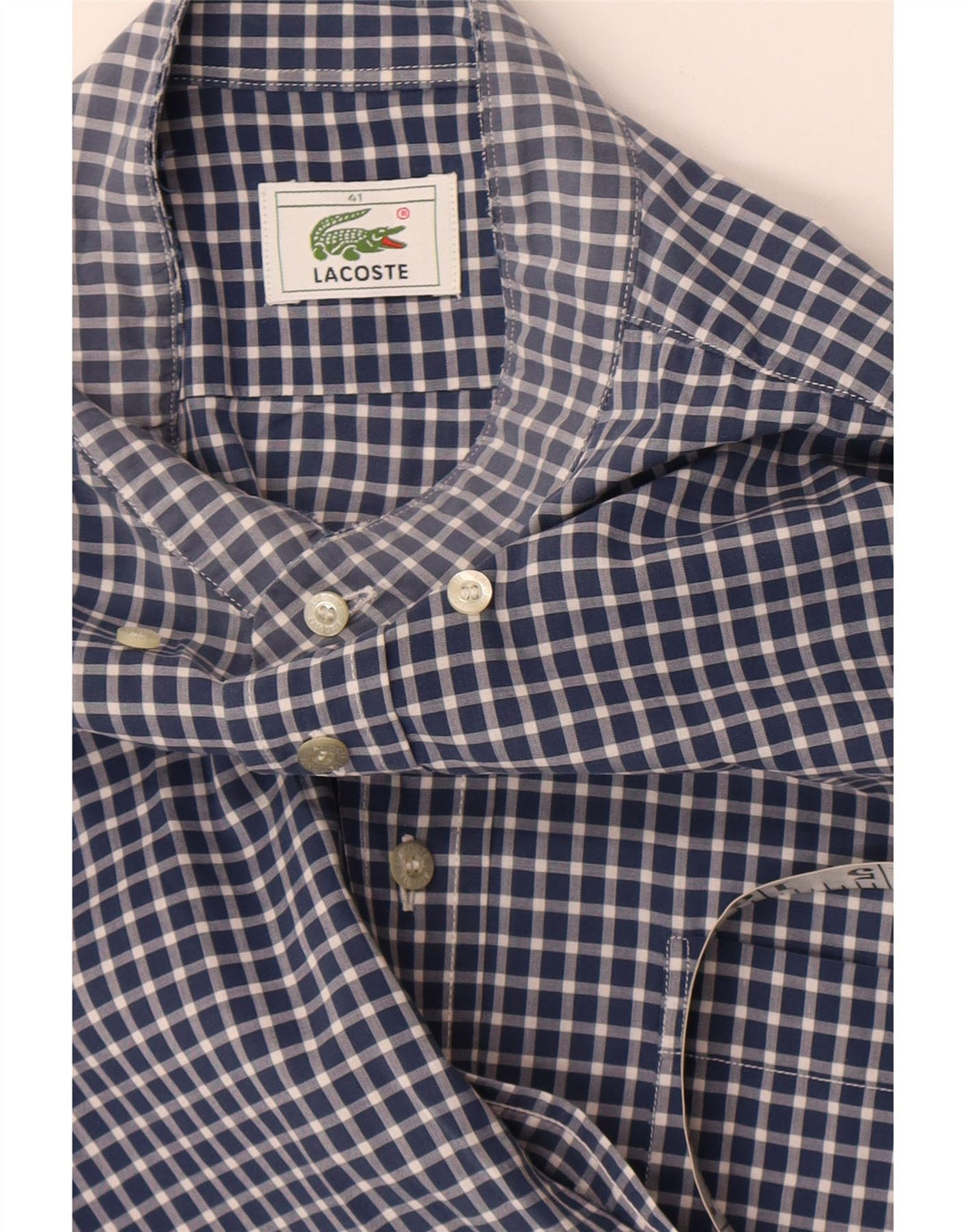 Ανδρικό πουκάμισο Lacoste 41 Large Navy Blue Gingham