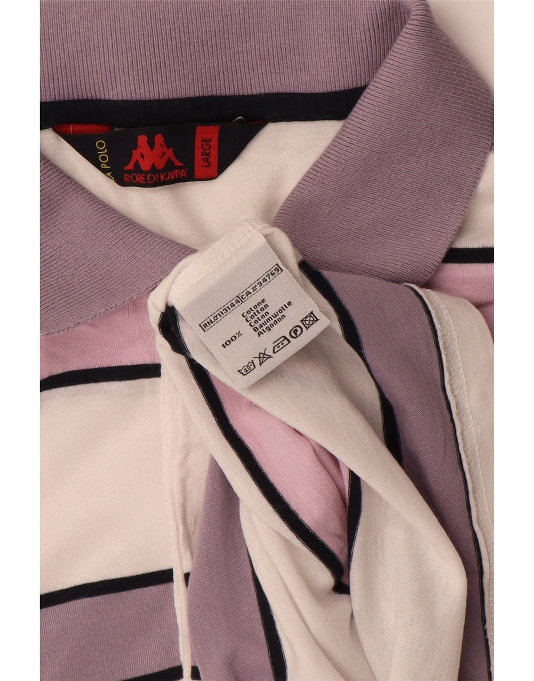 Ανδρικό μπλουζάκι πόλο Kappa μεγάλο λευκό ριγέ βαμβακερό