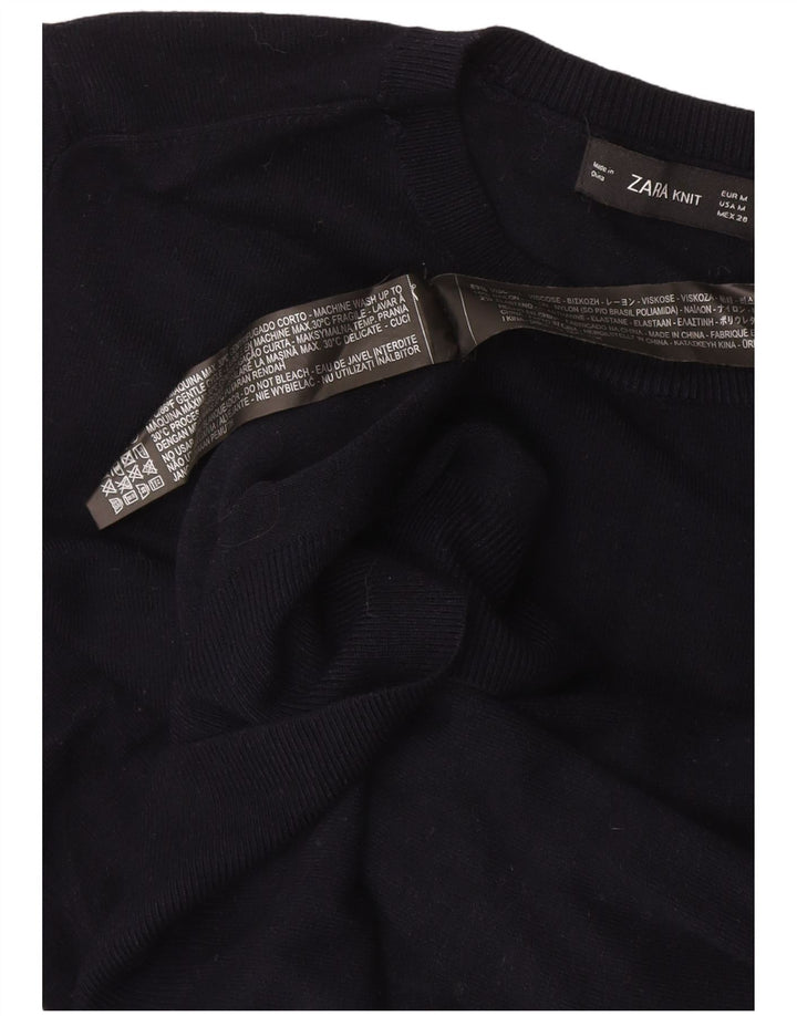 Zara Γυναικείο πουλόβερ με λαιμόκοψη UK 12 μεσαία μαύρη βισκόζη
