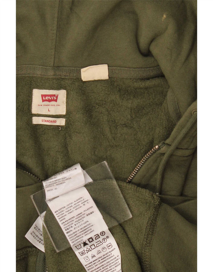 Ανδρικό πουλόβερ με κουκούλα με φερμουάρ Levi's μεγάλο χακί βαμβακερό