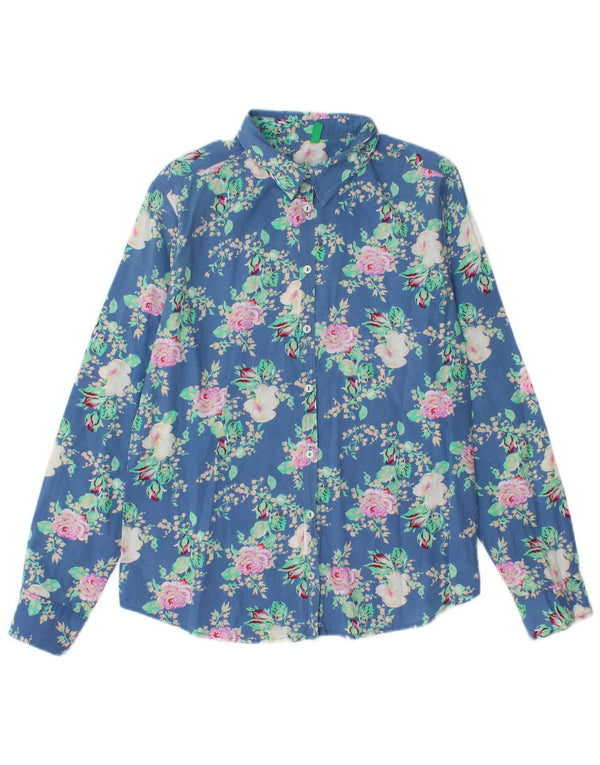 BENETTON Γυναικείο πουκάμισο UK 14 Medium Blue Floral