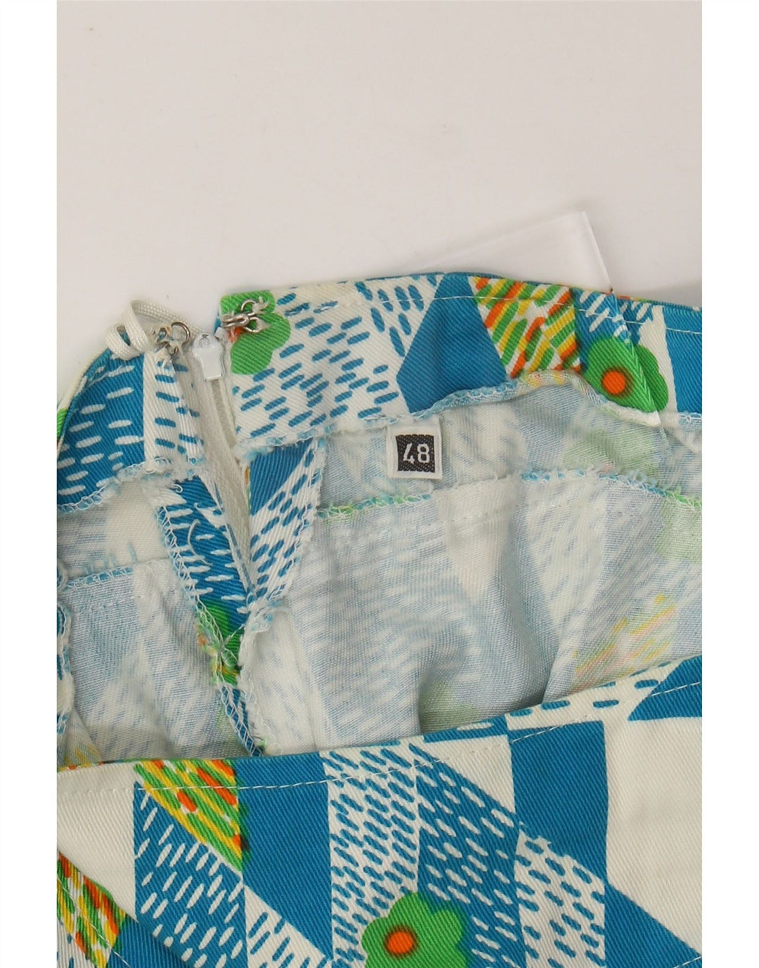 VINTAGE Γυναικεία Φούστα A-Line IT 48 XL W38 Μπλε Γεωμετρική