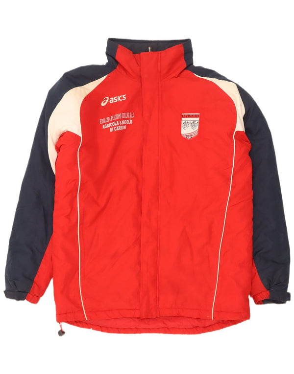 Asics Mens Graphic Windbreaker Jacket UK 40 Large Red Colourblock Polyester