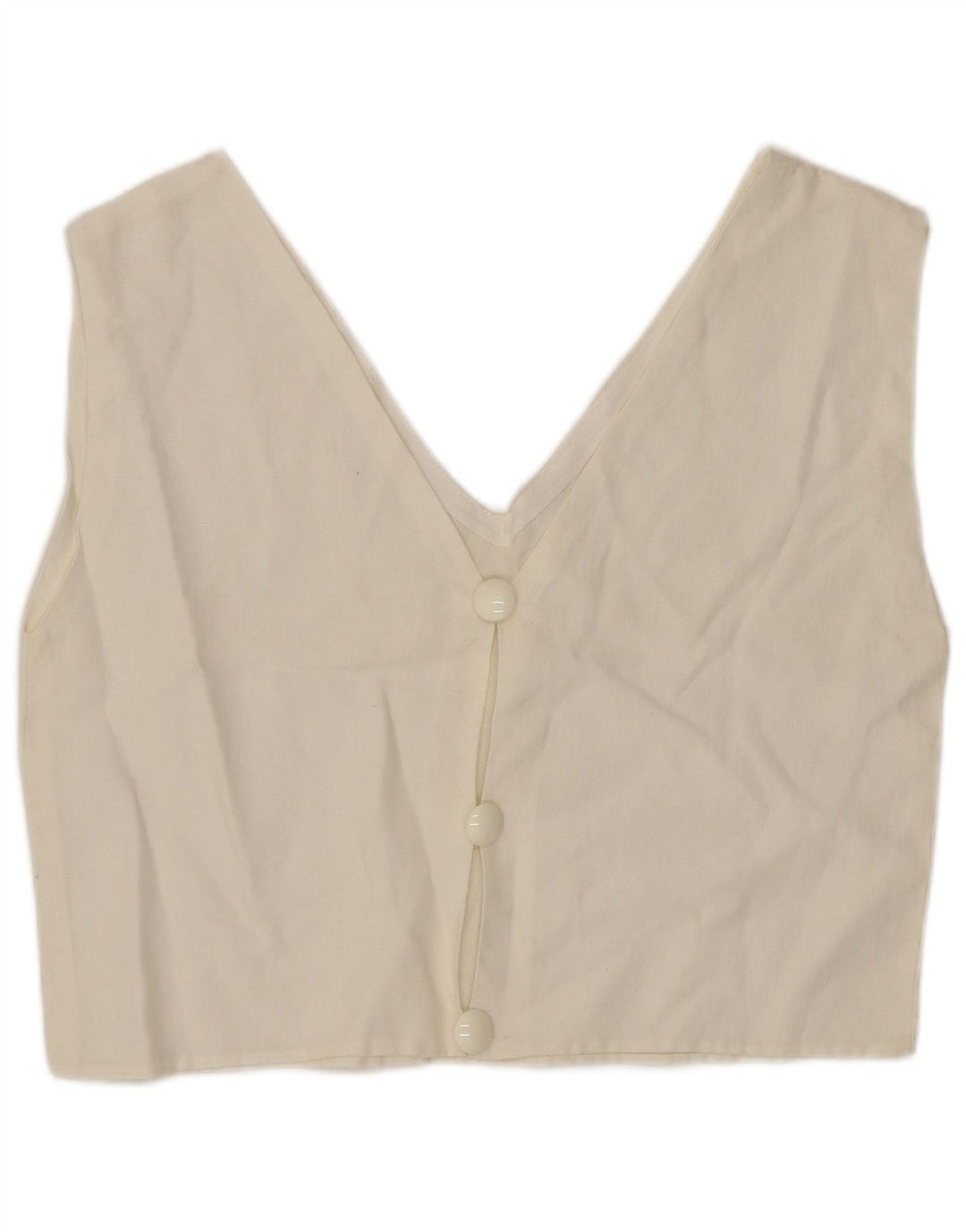 VINTAGE Γυναικείο Αμάνικο Πουκάμισο Μπλούζα UK 12 Medium White