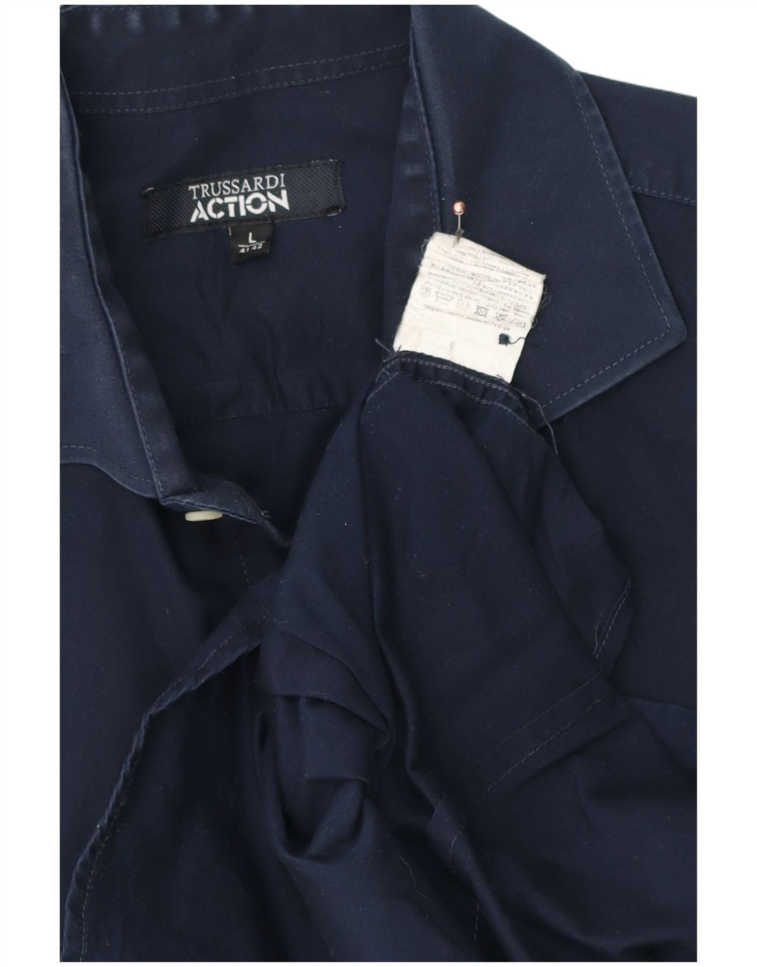 Ανδρικό πουκάμισο Trussardi 41/42 Μεγάλο Βαμβακερό Navy Blue