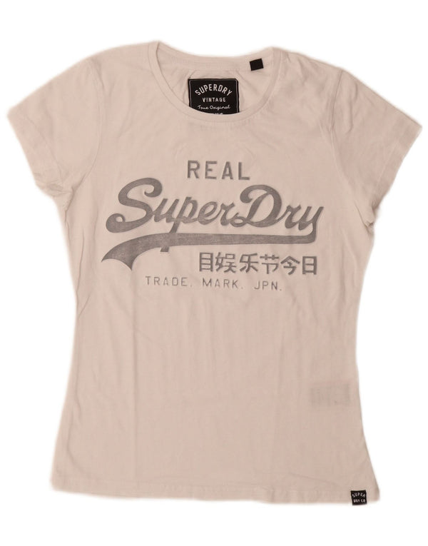 Superdry Γυναικείο T-Shirt Top UK 10 Small White Βαμβακερό