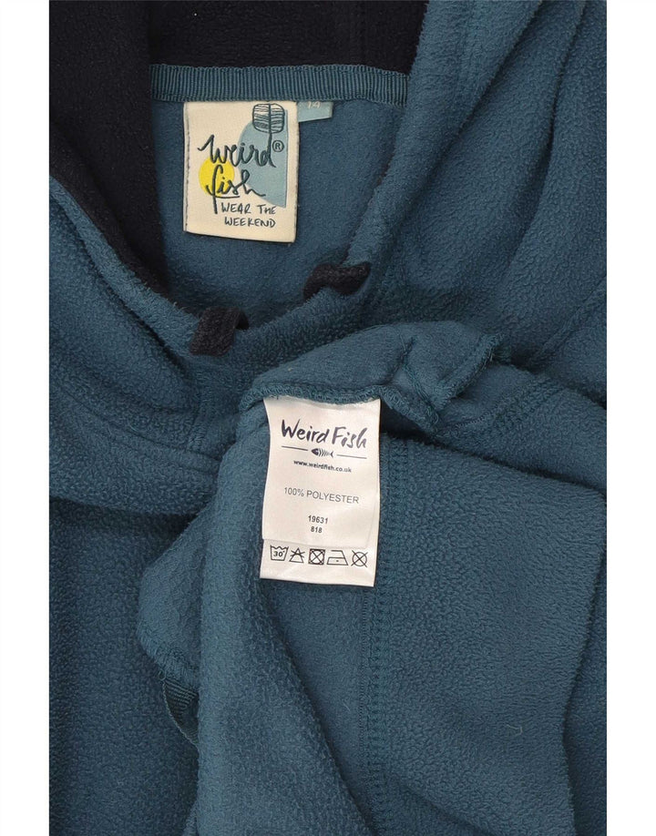 Weird Fish Womens Hooded Fleece Jumper UK 14 Large Blue Polyester