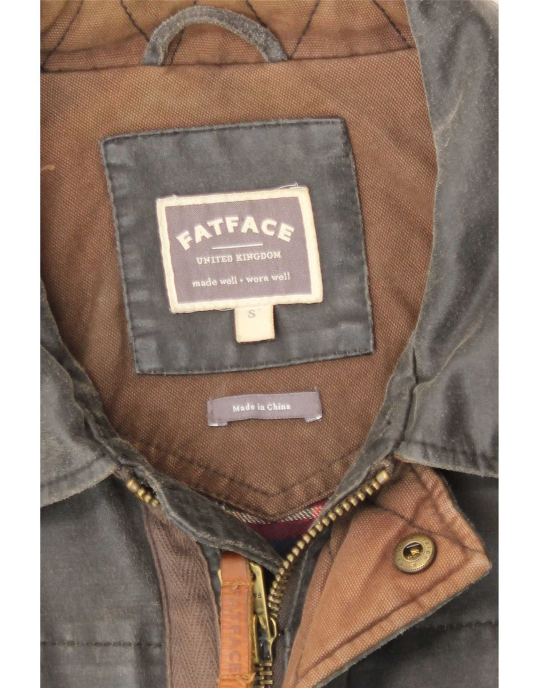 Fat Face Ανδρικό κερωμένο βαμβακερό μπουφάν UK 36 Small Grey Polyester