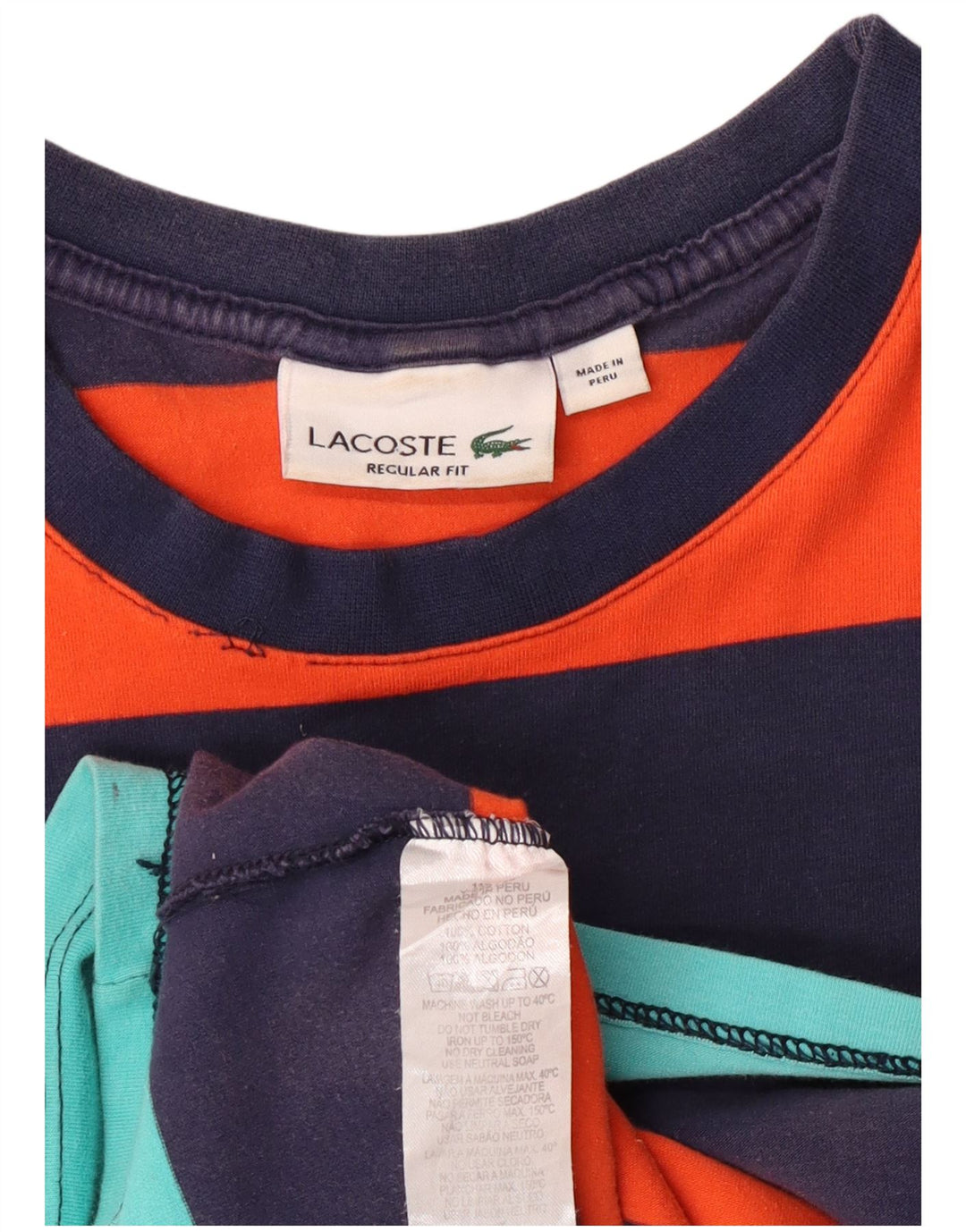 Γυναικείο γραφικό μπλουζάκι Lacoste τοπ UK 14 μεσαίου χρώματος ριγέ