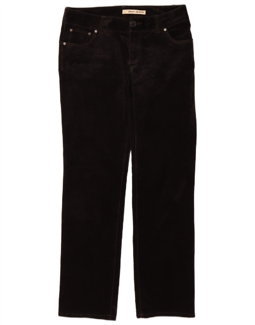 DKNY Γυναικείο ίσιο βελούδινο casual παντελόνι US 8 Medium W30 L33 Μαύρο
