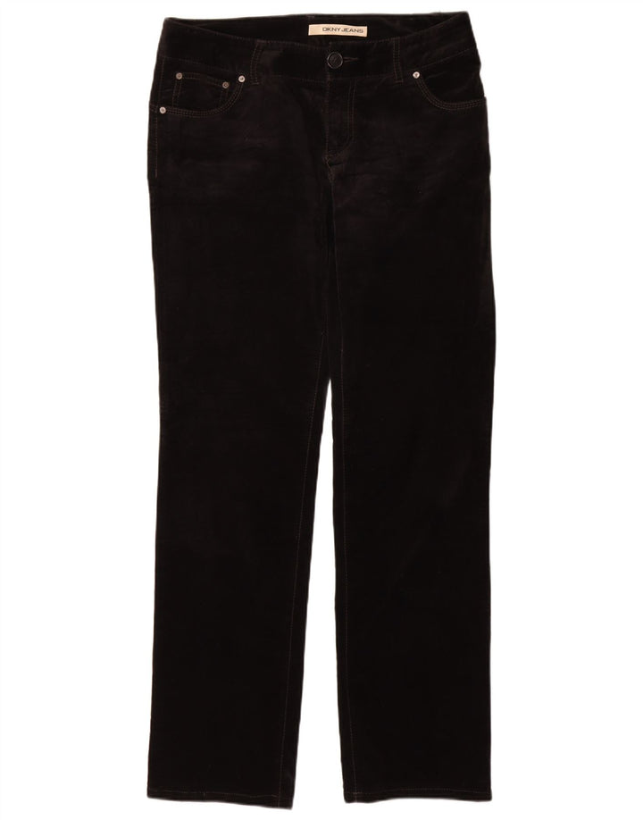 DKNY Γυναικείο ίσιο βελούδινο casual παντελόνι US 8 Medium W30 L33 Μαύρο