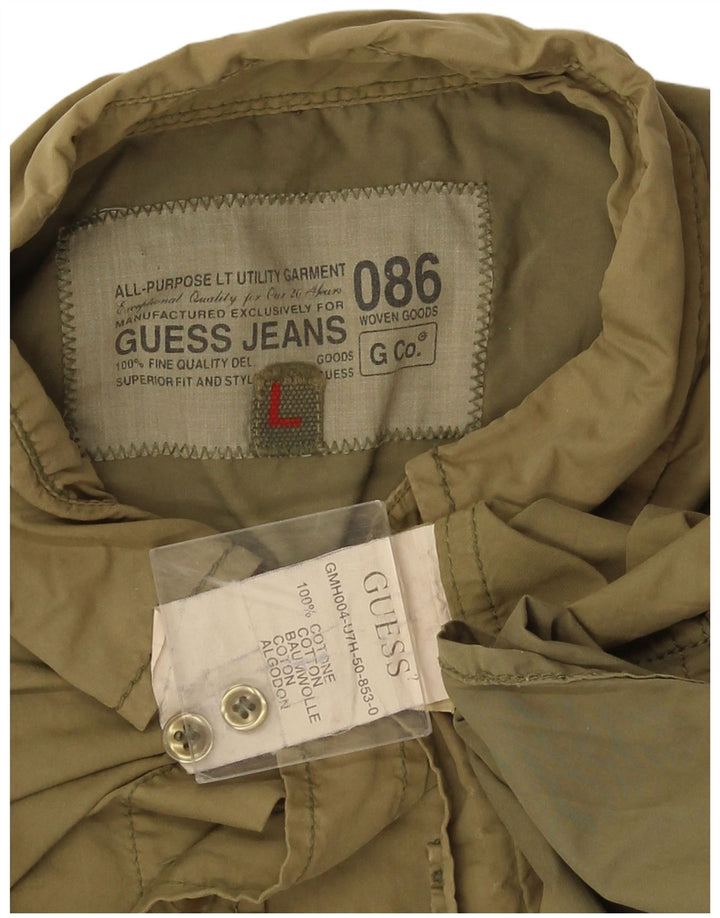 Ανδρικό πουκάμισο Guess μεγάλο χακί βαμβακερό
