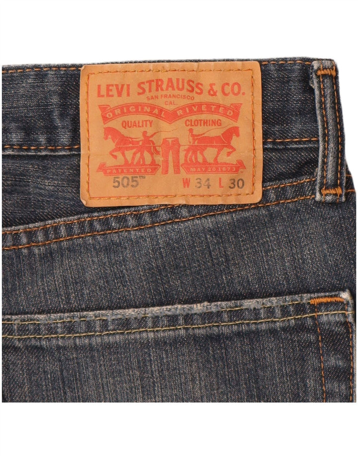 Levi's Mens 505 Straight Jeans W34 L30 Navy Blue Cotton