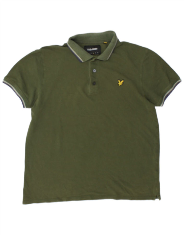 Ανδρικό πουκάμισο πόλο Lyle & Scott με μεγάλο χακί βαμβακερό