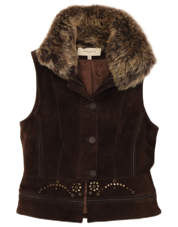 Γυναικείο σουέτ γιλέκο Karen Millen UK 14 Large Brown