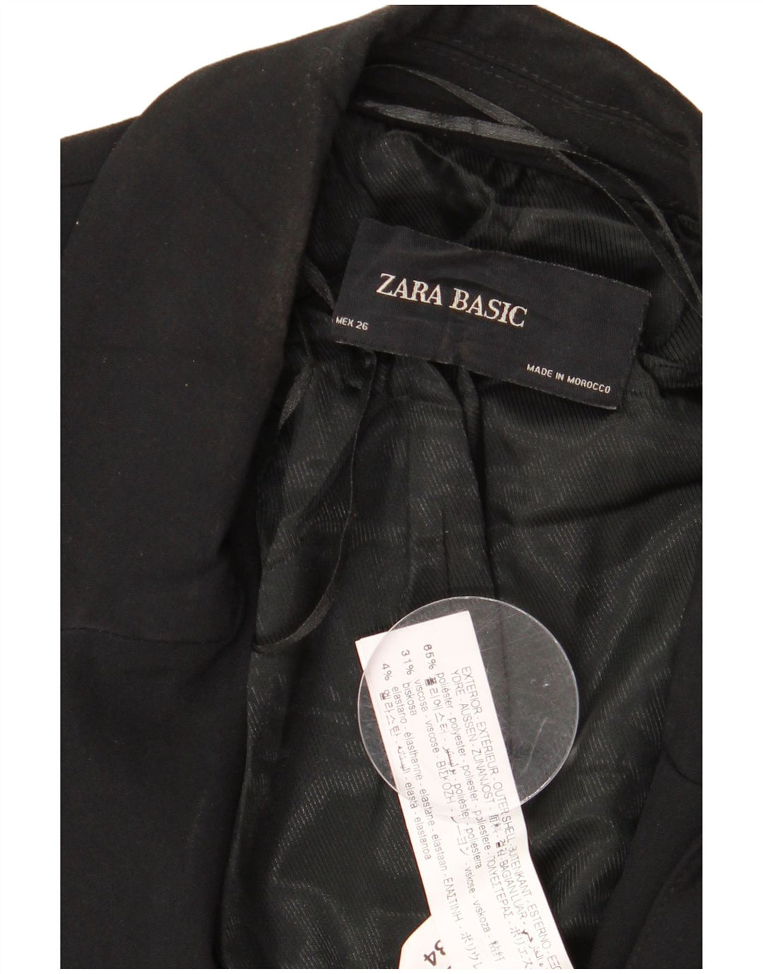 Zara Γυναικείο Μπουφάν 1 Κουμπί Blazer UK 14 Μεσαίο Μαύρο Πολυεστέρας