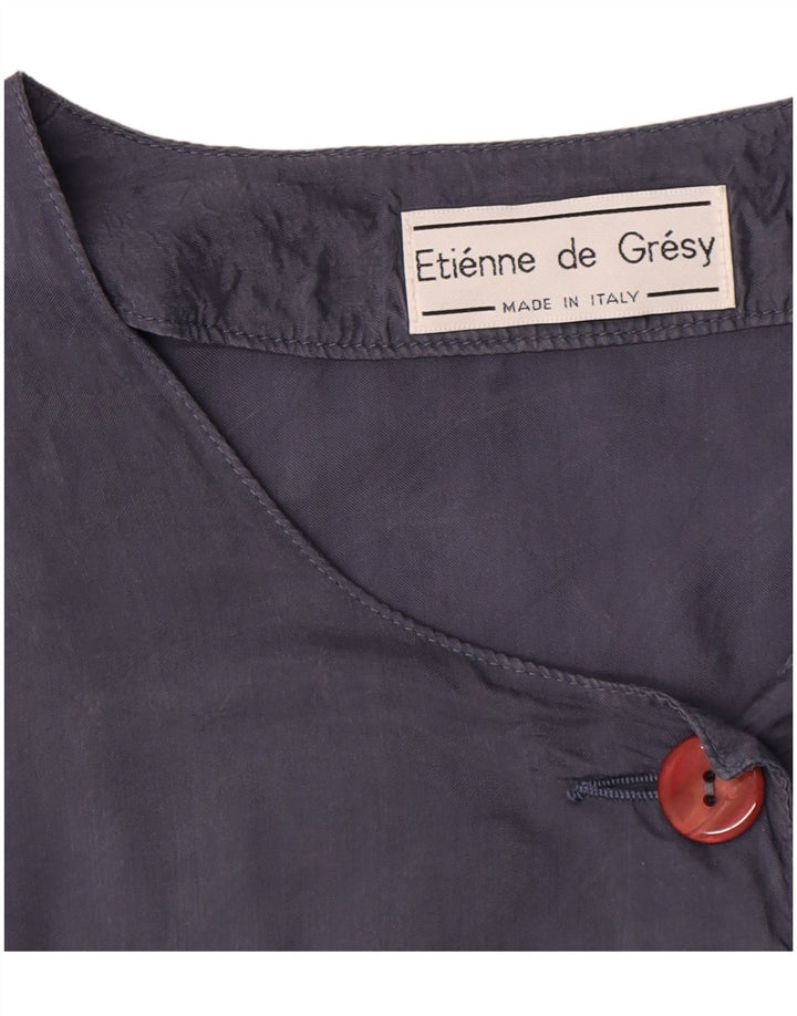 Vintage γυναικείο κοντομάνικο μπουφάν με 4 κουμπιά σακάκι UK 14 Medium Navy Blue