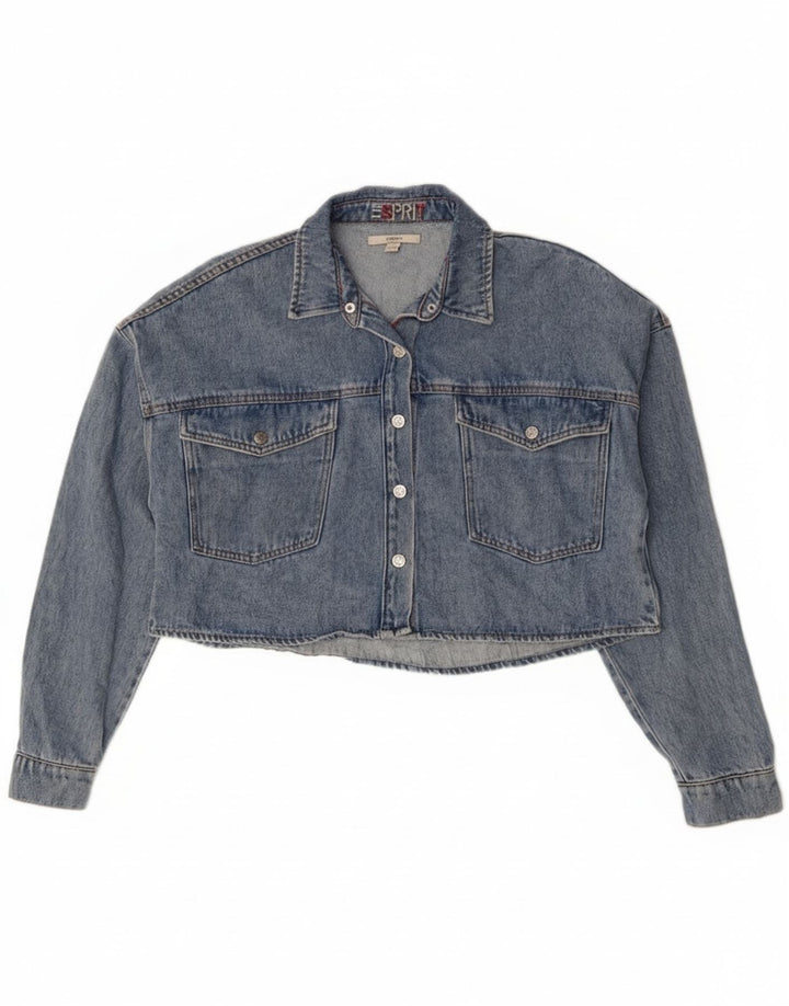 Esprit Γυναικείο Crop Oversized Τζιν μπουφάν UK 10 Small Blue Cotton
